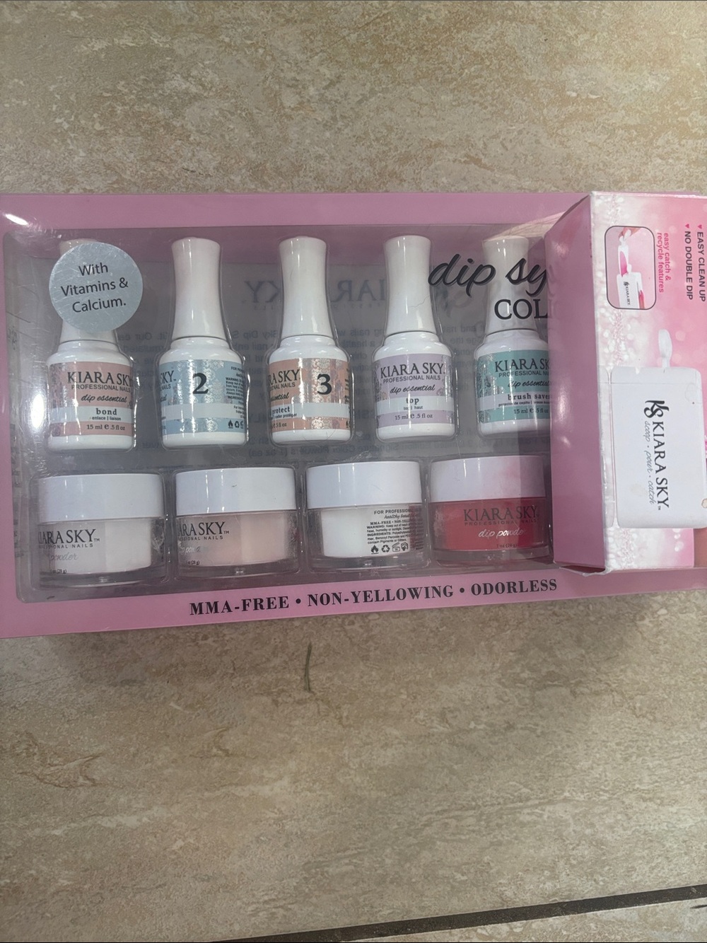 Kiara Pink and White Dip Powder & Gel Nail Set